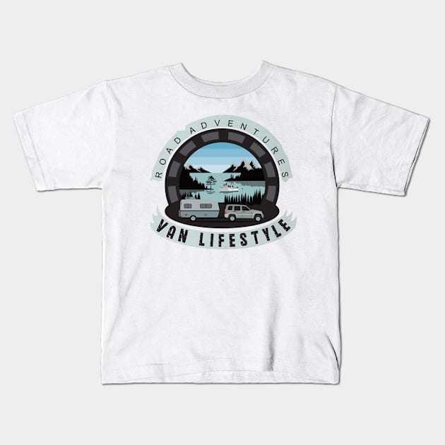 Van Lifestyle Adventures Kids T-Shirt by mypointink